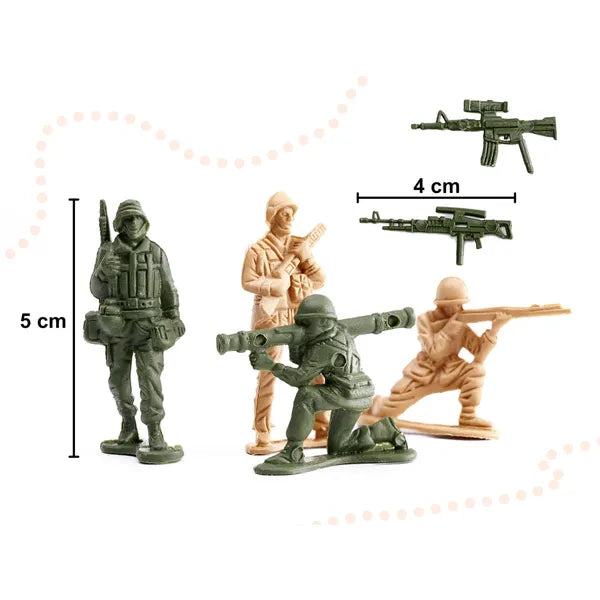 114 darabos műanyag katonai figurakészlet báziselemekkel, 5 cm