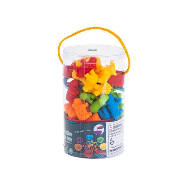Montessori tengeri állatok számoló játék, 36 db, csipesz + 6 színes pohár