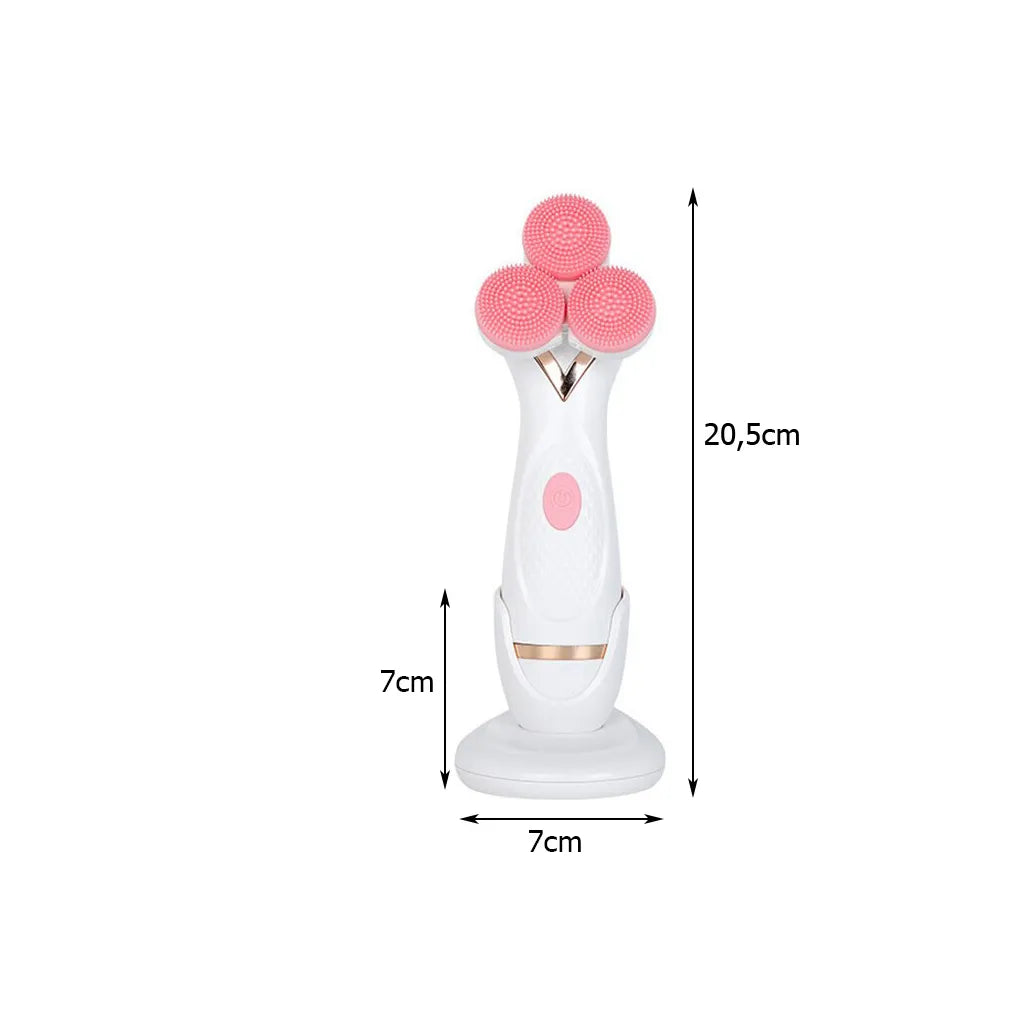 3 az 1-ben erctisztító elektromos masszírozó kefe akkumulátorral, USB, 1.2W, rózsaszín/kék színben