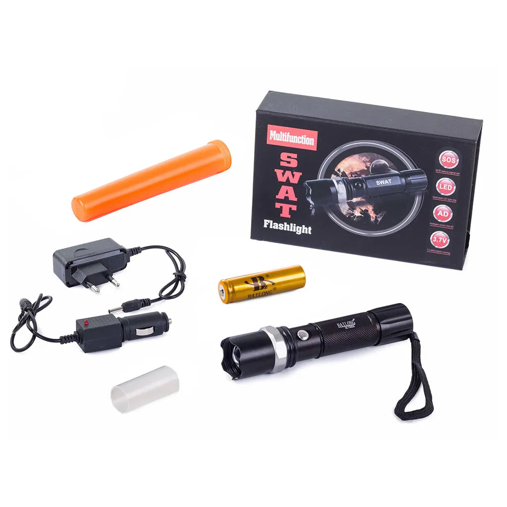 Bailong taktikai LED-es zseblámpa zoom cree xp-e, fekete