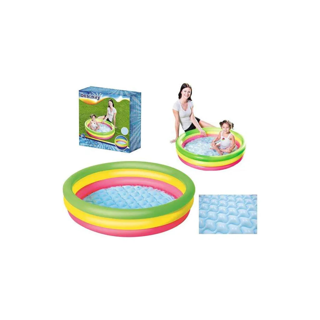 BESTWAY 51104 Szivárvány színű felfújható gyerekmedence, 102x25 cm