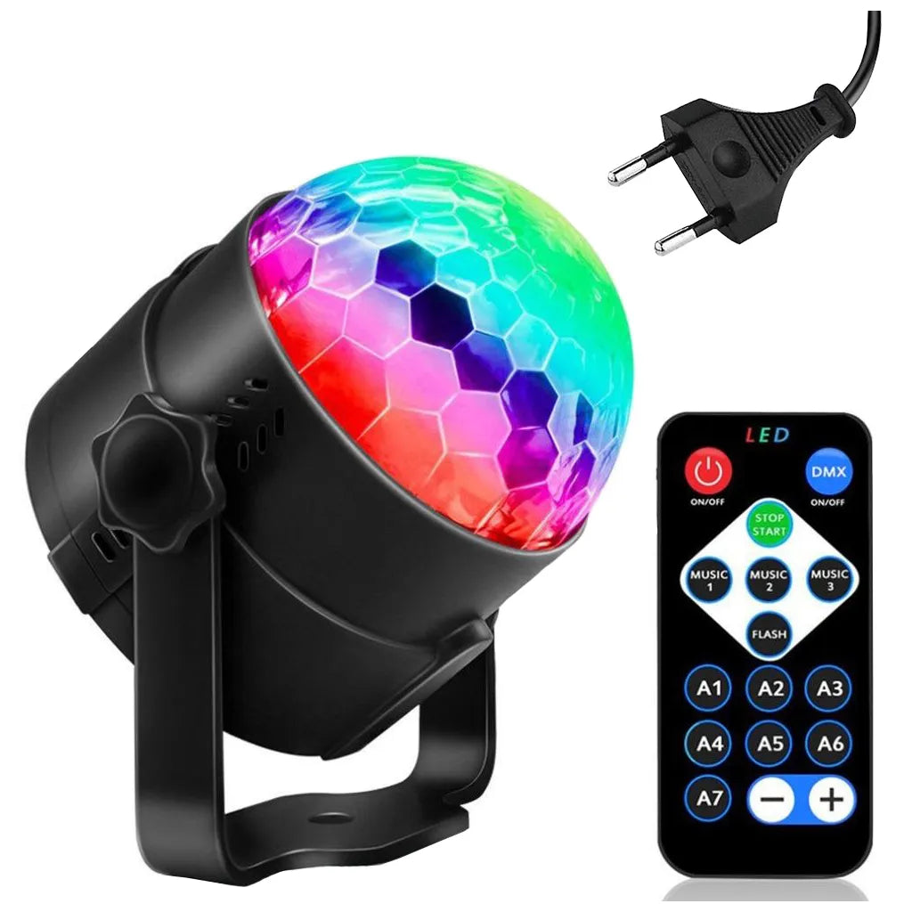 LED beltéri disco lámpa, partyfény távirányítóval, hálózati csatlakozó, fekete, 10x95x8,5 cm