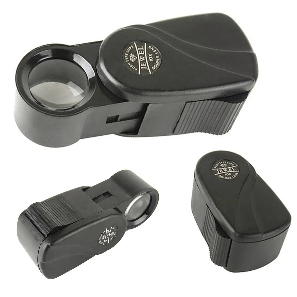 Ékszerész  10x zsebnagyító, 20mm-es összecsukható, fekete