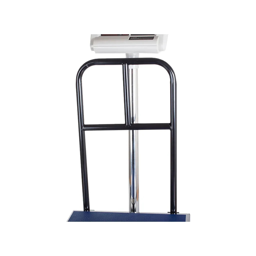 Platform mérleg LCD kijelzővel, újratölthető akkumulátorral, háttámlával, 50x40 cm, 300kg, 230V