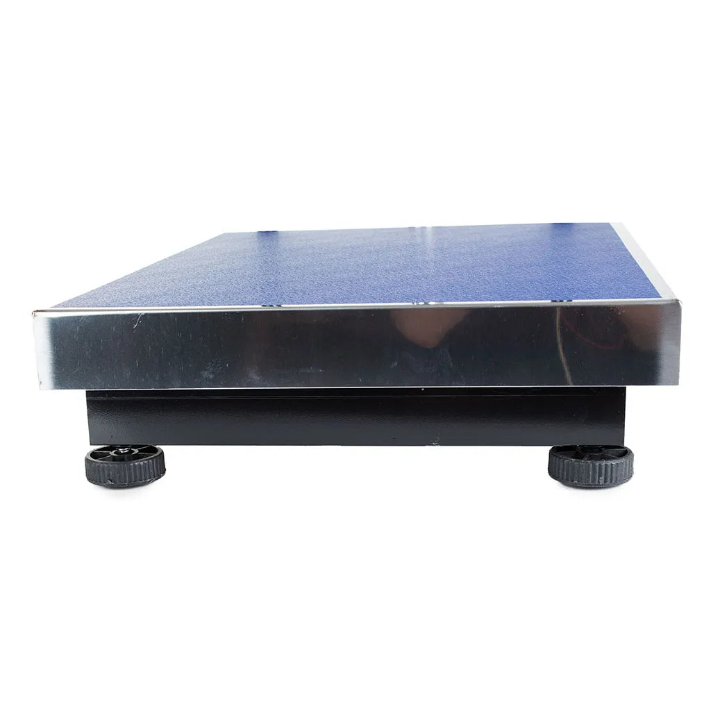 Platform mérleg LCD kijelzővel, újratölthető akkumulátorral, háttámlával, 50x40 cm, 300kg, 230V