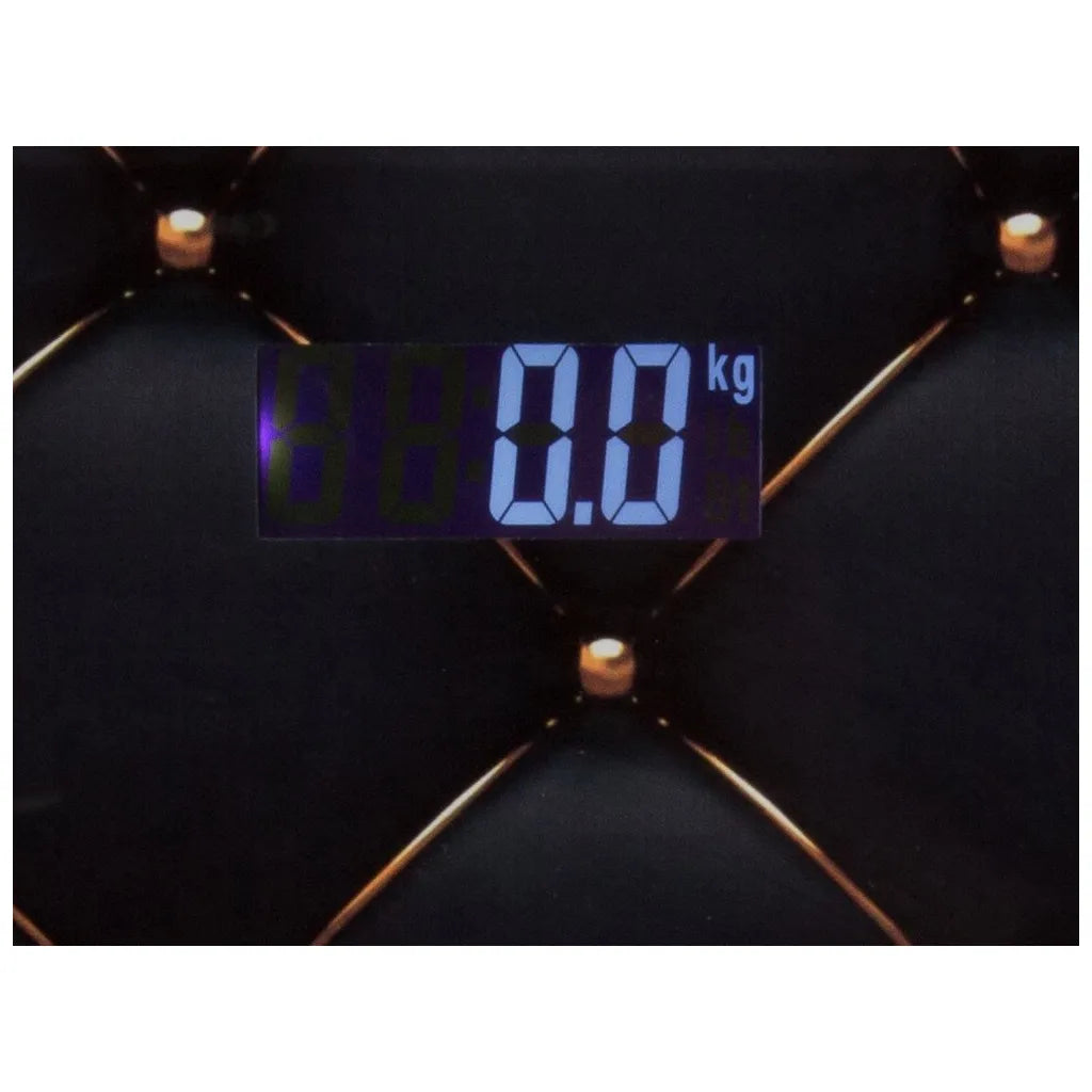 Digitális fürdőszobai mérleg LCD kijelzővel, 28x28x2,5 cm, fekete arany színű mintával