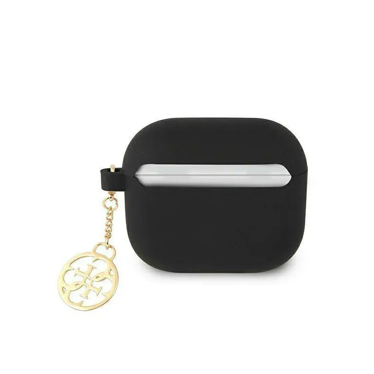 Eredeti Apple Airpods 3 Guess Silicone Charm 4G Collection (GUA3LSC4EK) Fekete tok