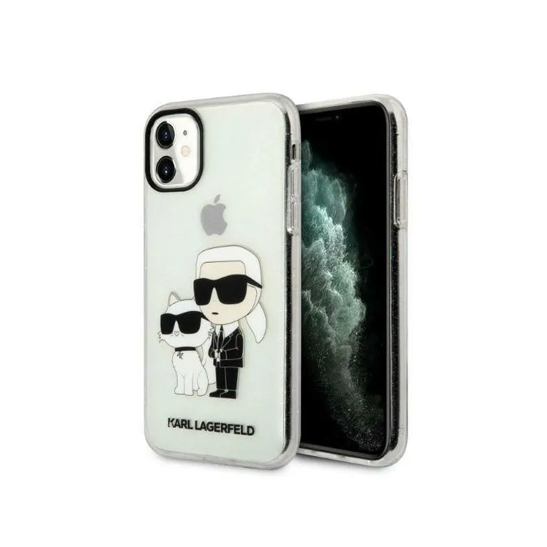 Eredeti eset iPhone 11 Karl Lagerfeld ikonikus csillogás Karl feje átlátszó