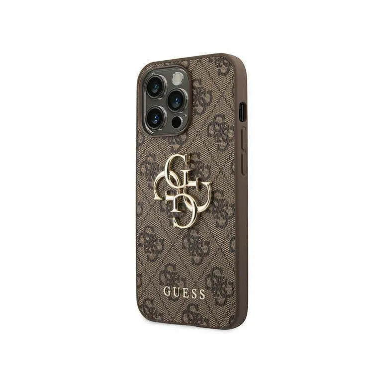 Eredeti eset iPhone 14 Pro Guess Hardcase 4G Big Metal Brown logó