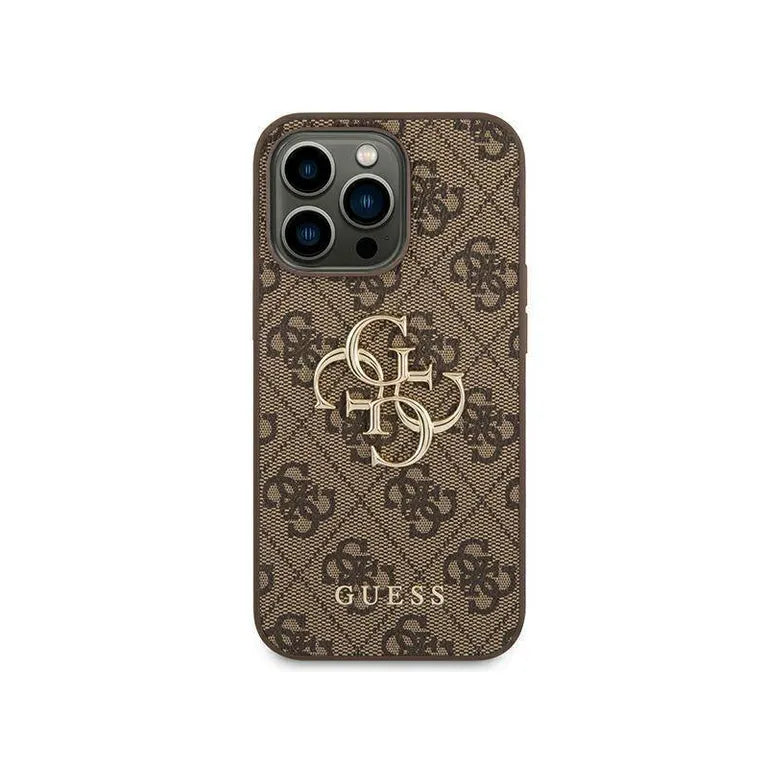 Eredeti eset iPhone 14 Pro Guess Hardcase 4G Big Metal Brown logó