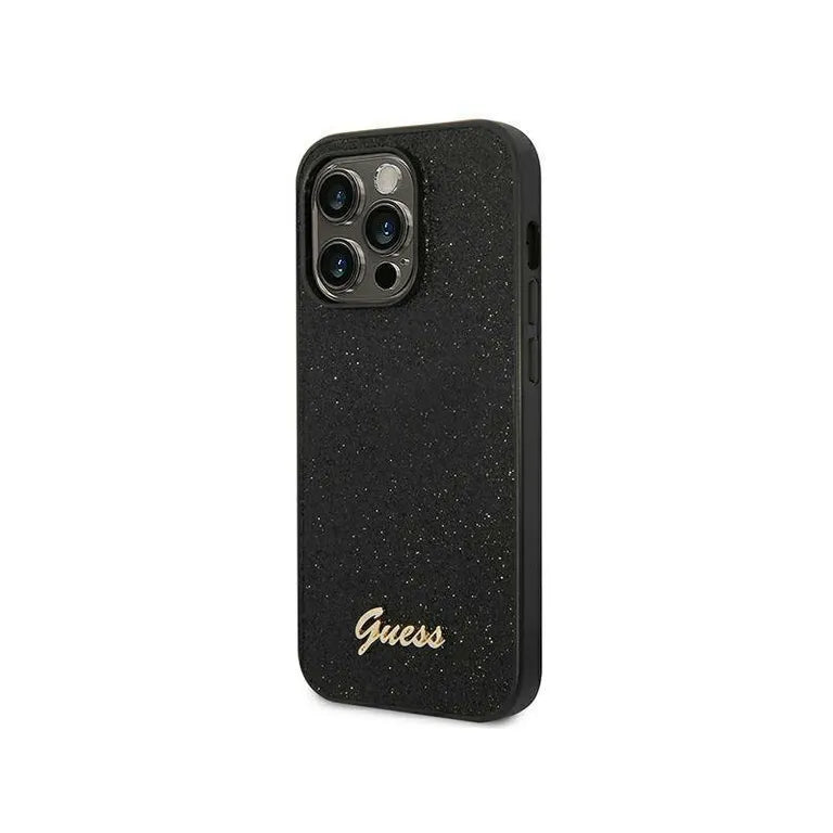 Eredeti eset iPhone 14 Pro Max Guess Hard Case Glitter Script Black