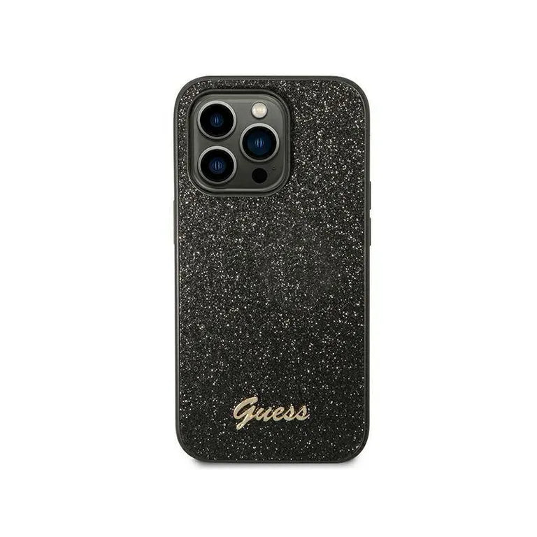 Eredeti eset iPhone 14 Pro Max Guess Hard Case Glitter Script Black