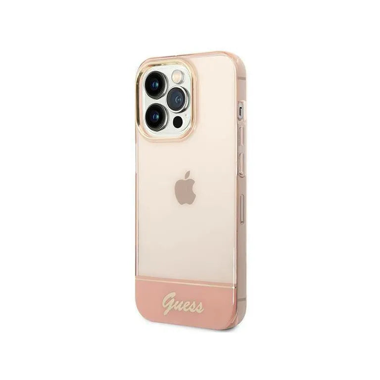Eredeti eset iPhone 14 Pro Max Guess Hardcase Pink Transluent