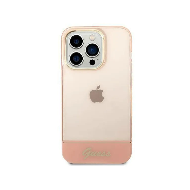 Eredeti eset iPhone 14 Pro Max Guess Hardcase Pink Transluent