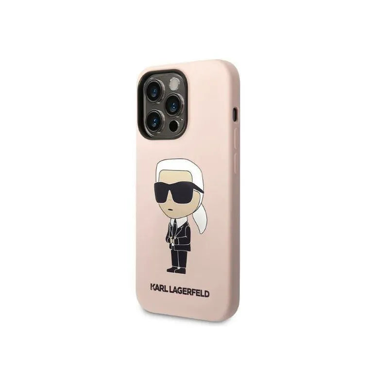 Eredeti eset iPhone 14 Pro Max Karl Lagerfeld Hardcase Silicone Ikonik (KLHCP14XSNIKBCP) Rózowe