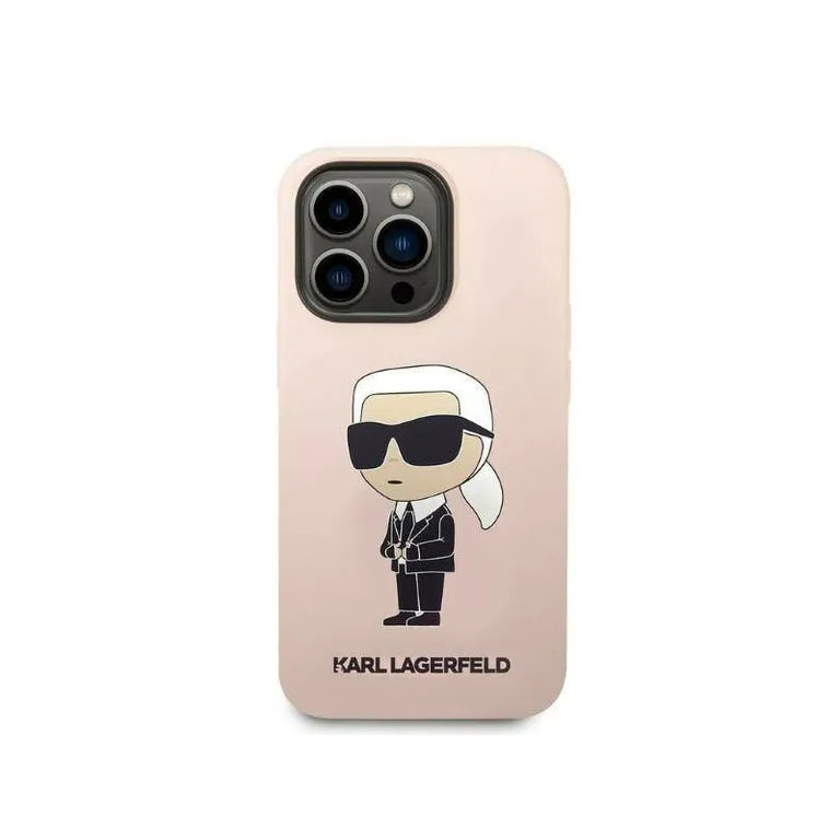 Eredeti eset iPhone 14 Pro Max Karl Lagerfeld Hardcase Silicone Ikonik (KLHCP14XSNIKBCP) Rózowe