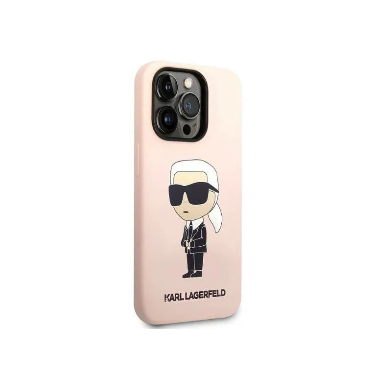 Eredeti eset iPhone 14 Pro Max Karl Lagerfeld Hardcase Silicone Ikonik (KLHCP14XSNIKBCP) Rózowe