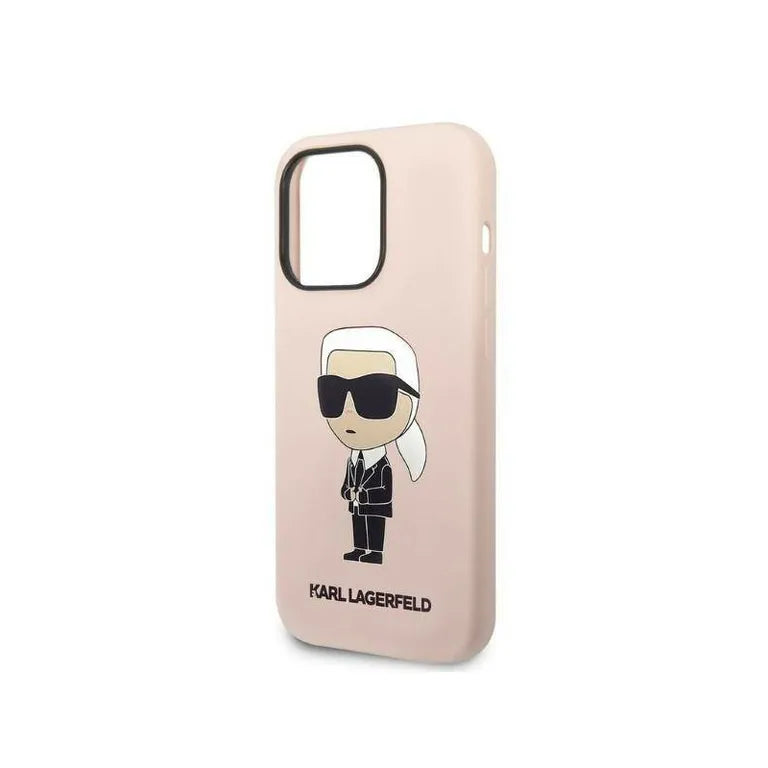 Eredeti eset iPhone 14 Pro Max Karl Lagerfeld Hardcase Silicone Ikonik (KLHCP14XSNIKBCP) Rózowe