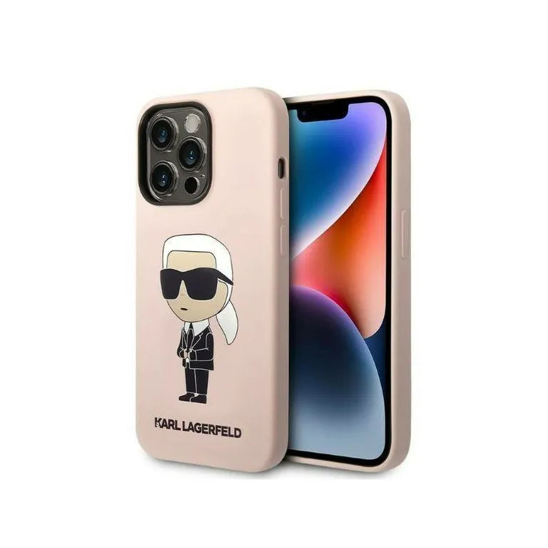 Eredeti eset iPhone 14 Pro Max Karl Lagerfeld Hardcase Silicone Ikonik (KLHCP14XSNIKBCP) Rózowe