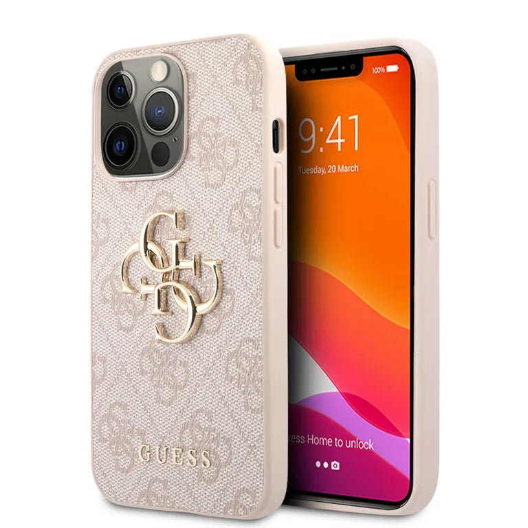 Eredeti iPhone 13 Pro 6.1 "Guess Hardtok 4G Big Metal logo GUHCP13L4GMGPI Rózowe
