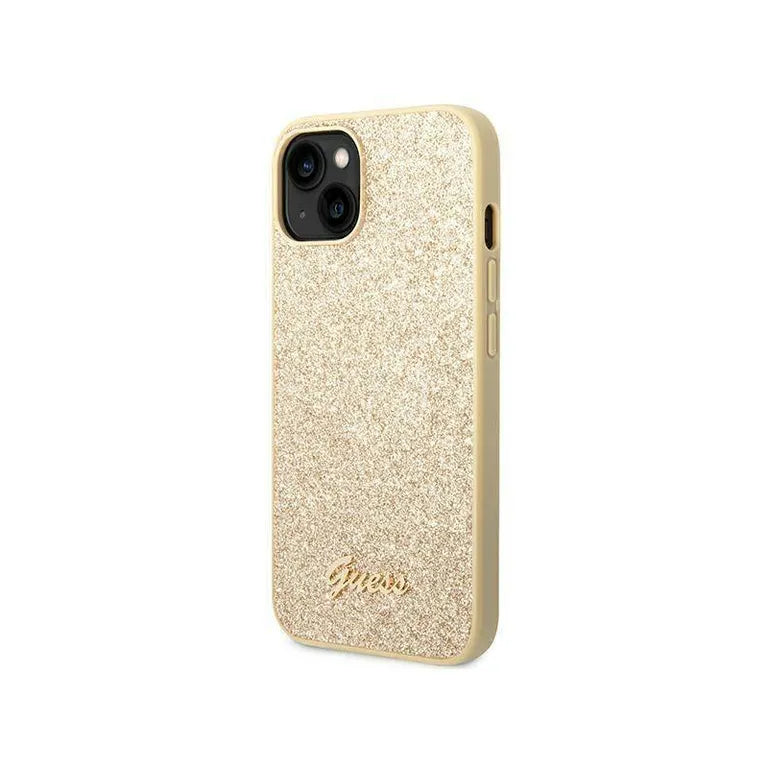 Eredeti iPhone 14 Plus Guess Hard Case Glitter Script Gold