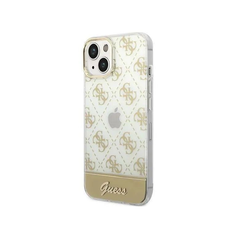 Eredeti iPhone 14 Plus Guess Hardcase 4G Pattern Script Gold