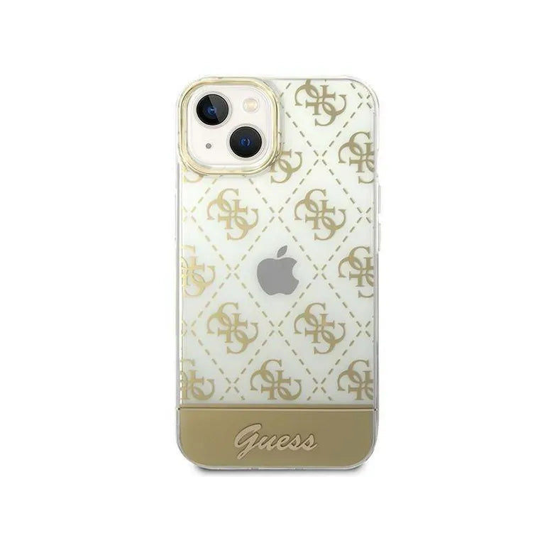 Eredeti iPhone 14 Plus Guess Hardcase 4G Pattern Script Gold
