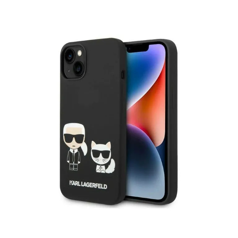 Eredeti iPhone 14 Plus Karl Lagerfeld Hardcase folyékony szilikon Karl &amp; Chupette Magsafe (KLHMP14MSSKCK) Fekete