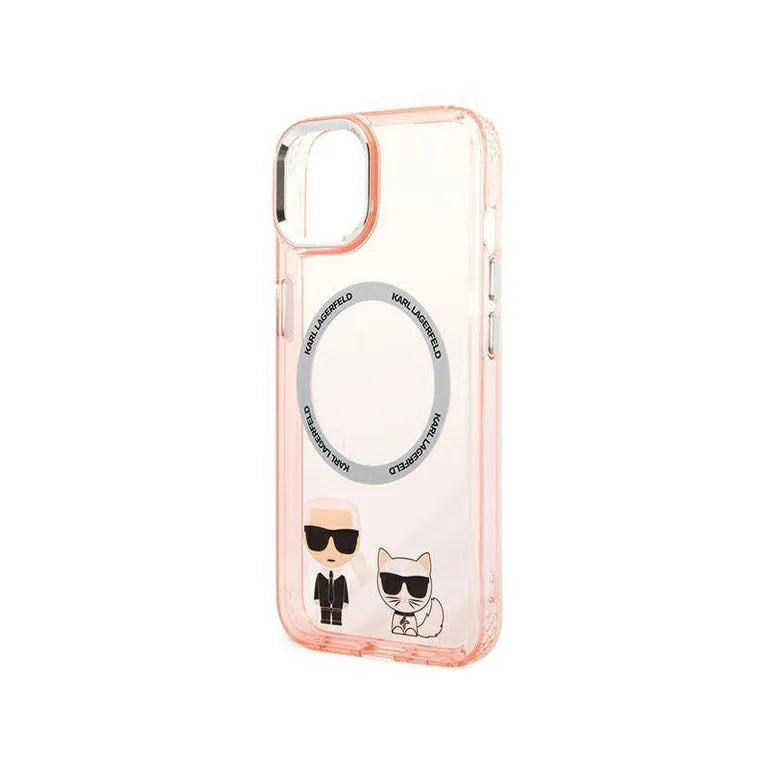 Eredeti iPhone 14 Plus Karl Lagerfeld Hardcase Karl & Chupette alumínium Magsafe (KLHMP14MHKCP) Rózowe