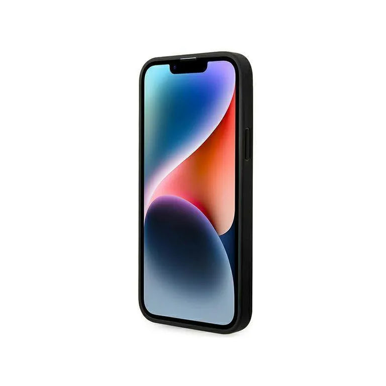 Eredeti iPhone 14 Plus Karl Lagerfeld Hardcase Saffiano Mono Metal logó (KLHCP14MSAKLPK) Fekete