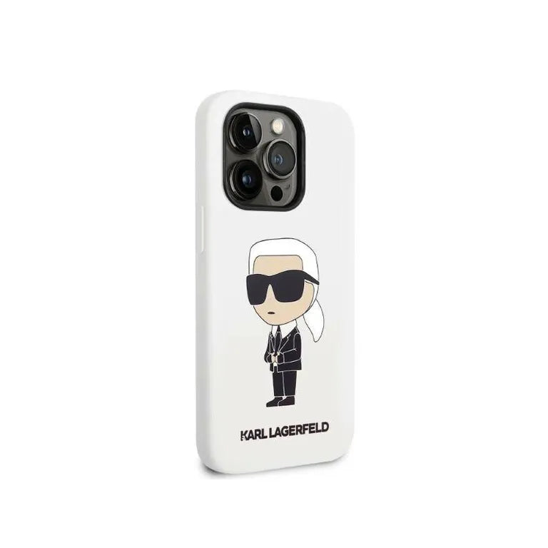 Eredeti iPhone 14 Pro Max Karl Lagerfeld Hardcase Silicone Ikonik (KLHCP14XSNIKBCH) Fehér