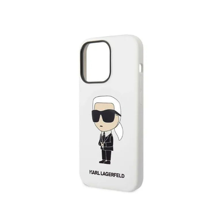 Eredeti iPhone 14 Pro Max Karl Lagerfeld Hardcase Silicone Ikonik (KLHCP14XSNIKBCH) Fehér