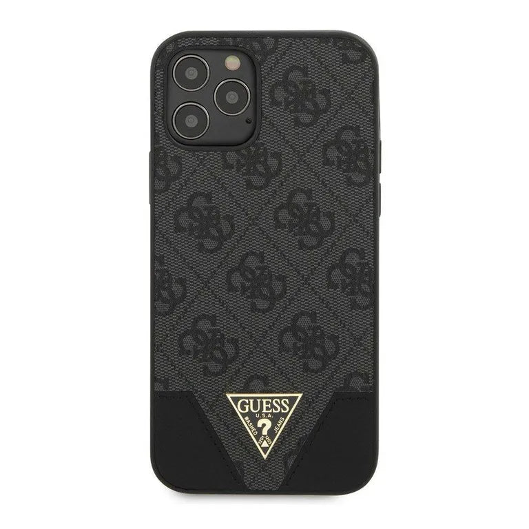 Eredeti iPhone tok 12/12 Pro 6.1 "Guess Hardcase 4G háromszöggyujtemény GUHCP12MP4BK GREA