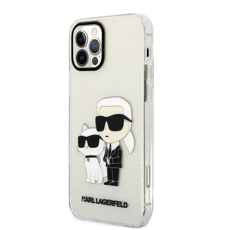 Eredeti iPhone tok 12/12 Pro Karl Lagerfeld Hardcase Glitter Karl & Chupette (KLHCP12MHNKCTGT) Átlátszó
