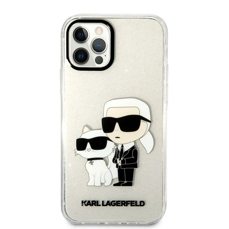 Eredeti iPhone tok 12/12 Pro Karl Lagerfeld Hardcase Glitter Karl & Chupette (KLHCP12MHNKCTGT) Átlátszó