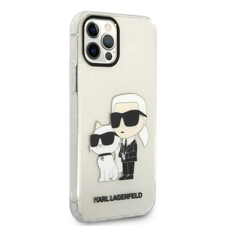 Eredeti iPhone tok 12/12 Pro Karl Lagerfeld Hardcase Glitter Karl & Chupette (KLHCP12MHNKCTGT) Átlátszó