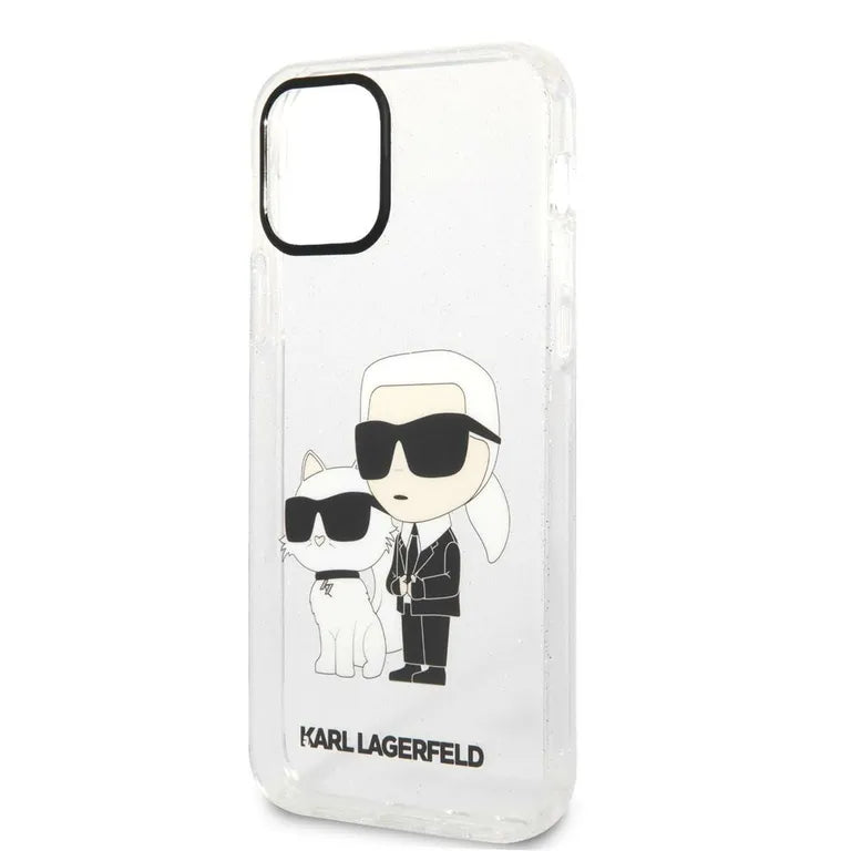 Eredeti iPhone tok 12/12 Pro Karl Lagerfeld Hardcase Glitter Karl & Chupette (KLHCP12MHNKCTGT) Átlátszó