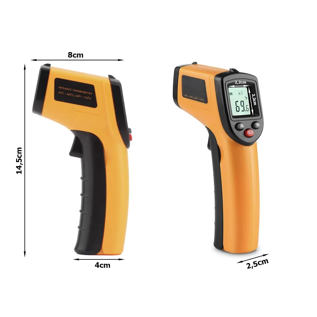 Érintésmentes lézer pirométer hőmérő -50 +380°c, sárga-fekete
