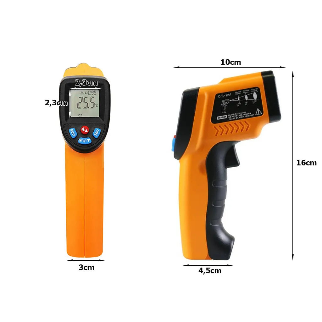 Érintésmentes lézer pirométer hőmérő -50 +550°c, sárga-fekete