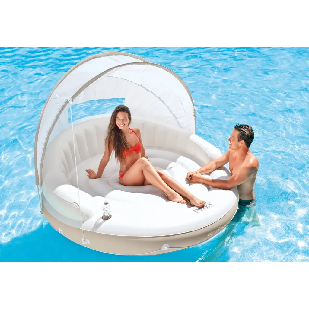 INTEX 58292 felfújható matrac, sziget baldachinnal, 199x150c, bézs-fehér