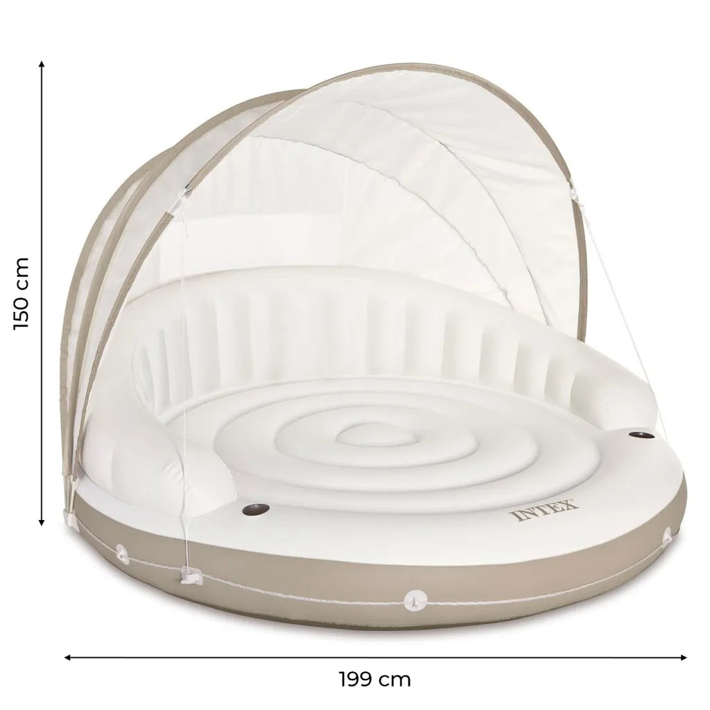INTEX 58292 felfújható matrac, sziget baldachinnal, 199x150c, bézs-fehér