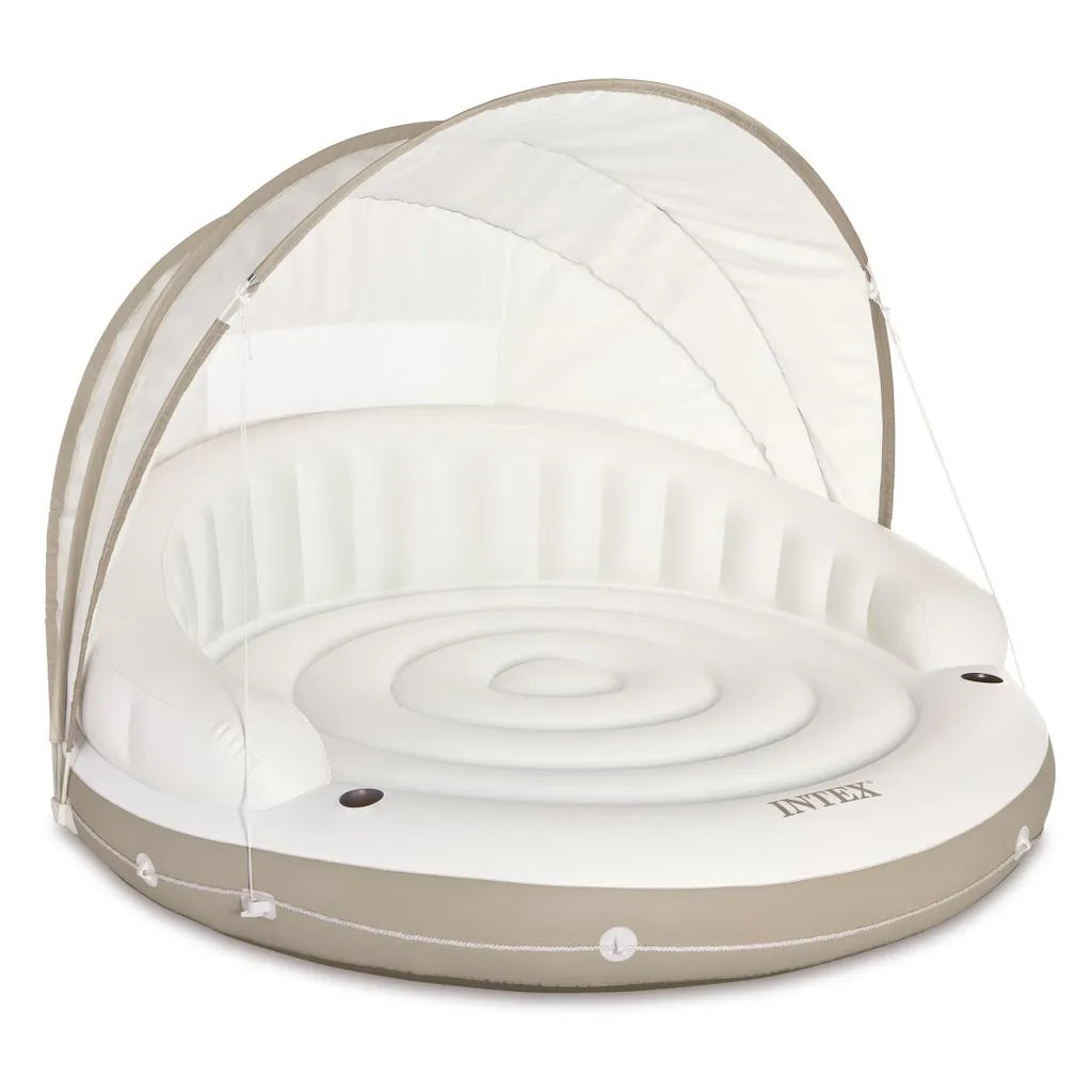 INTEX 58292 felfújható matrac, sziget baldachinnal, 199x150c, bézs-fehér