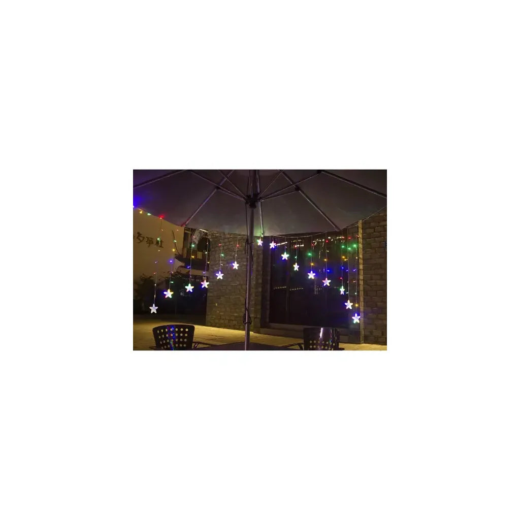 Csillagos fényfüggöny, 136 LED, USB, távirányítós, színes, 245 cm