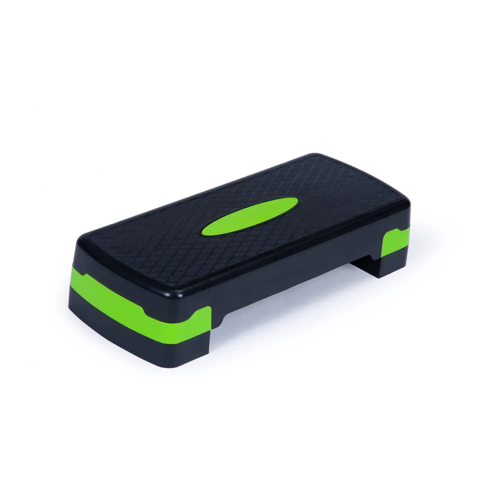 Fitness aerobic- step pad állítható fellépő magassággal, 67x27x10/15 cm, fekete-zöld