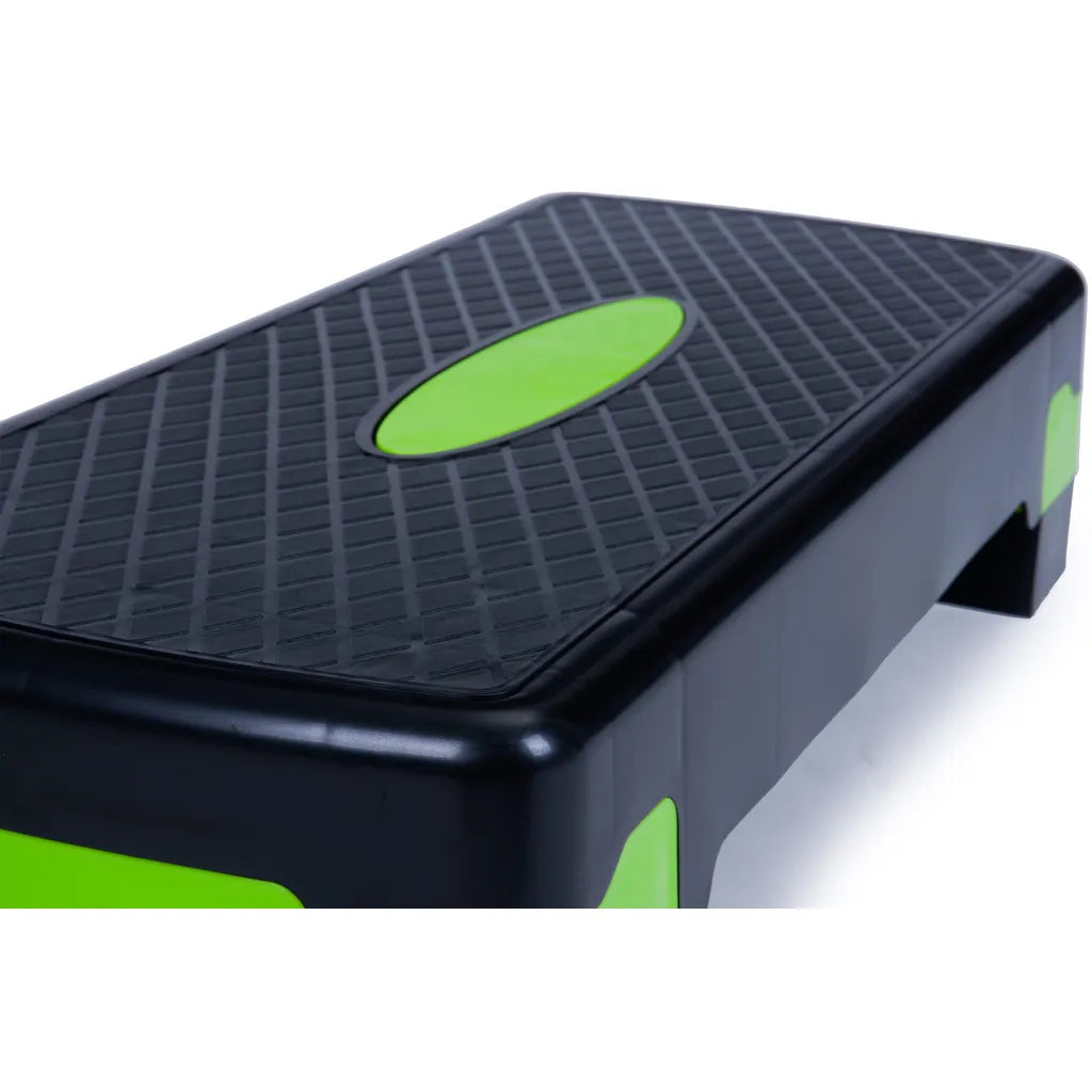 Fitness aerobic- step pad állítható fellépő magassággal, 67x27x10/15 cm, fekete-zöld