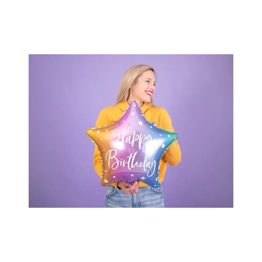 Fólia lufi "Happy Birthday" felirattal, 40cm többszínű