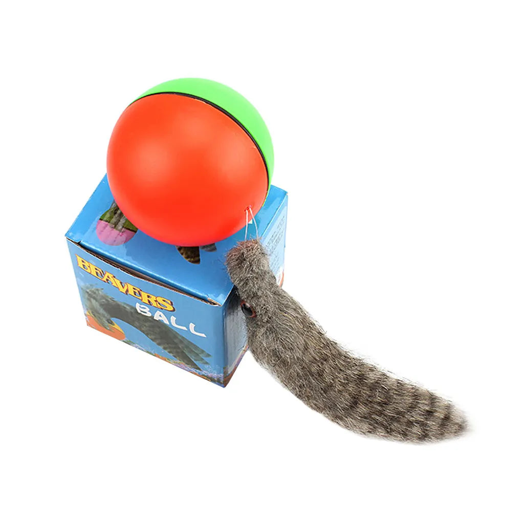 Menekülő görény macska labdajáték, 8cm átmérő, piros-zöld