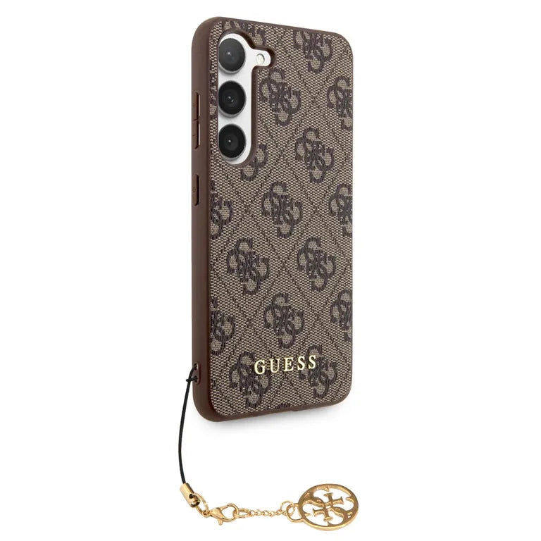 Guess 4G Charms hátlap Samsung Galaxy S23 barna borítóhoz