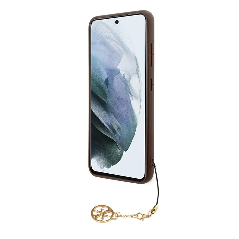 Guess 4G Charms hátlap Samsung Galaxy S23 barna borítóhoz