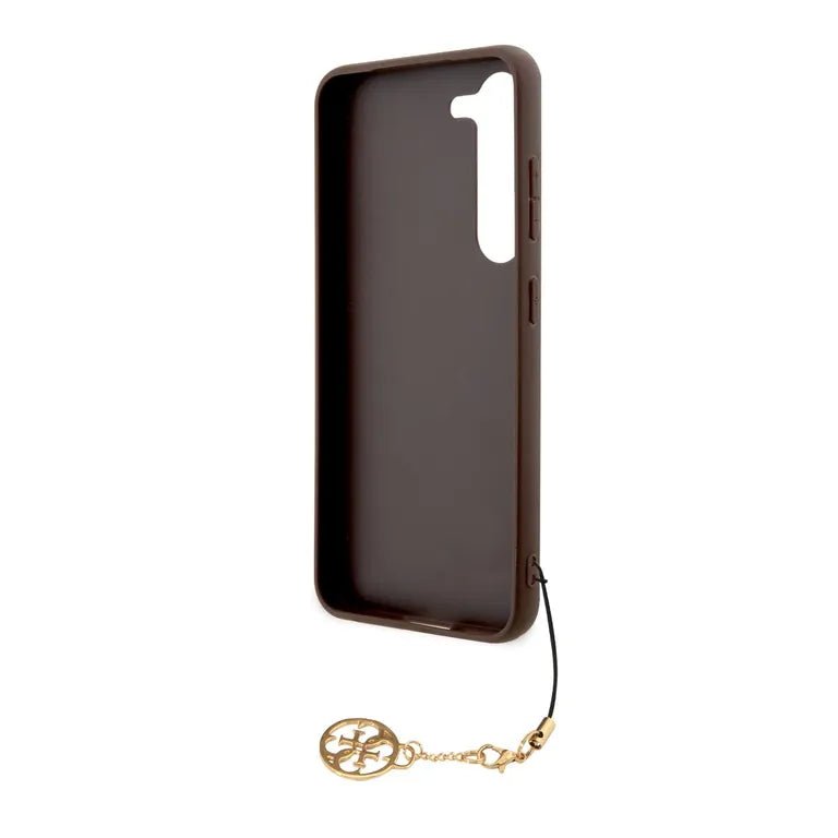 Guess 4G Charms hátlap Samsung Galaxy S23 barna borítóhoz